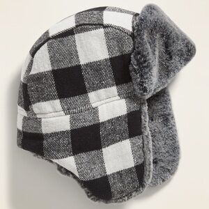 Kids Nordic Print Ear Cover Beanie Boys Trapper Hat Sherpa Soft Checker Plaid